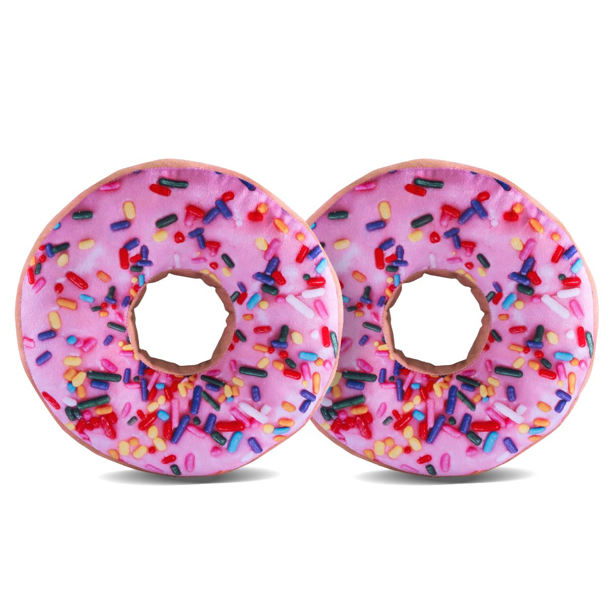 HYSEAS Round Throw Pillow 14 Inch Pink Donut, 3D Digital Print Decorative Comfortable Soft Plush Funny Food Shaped Pillow Light 