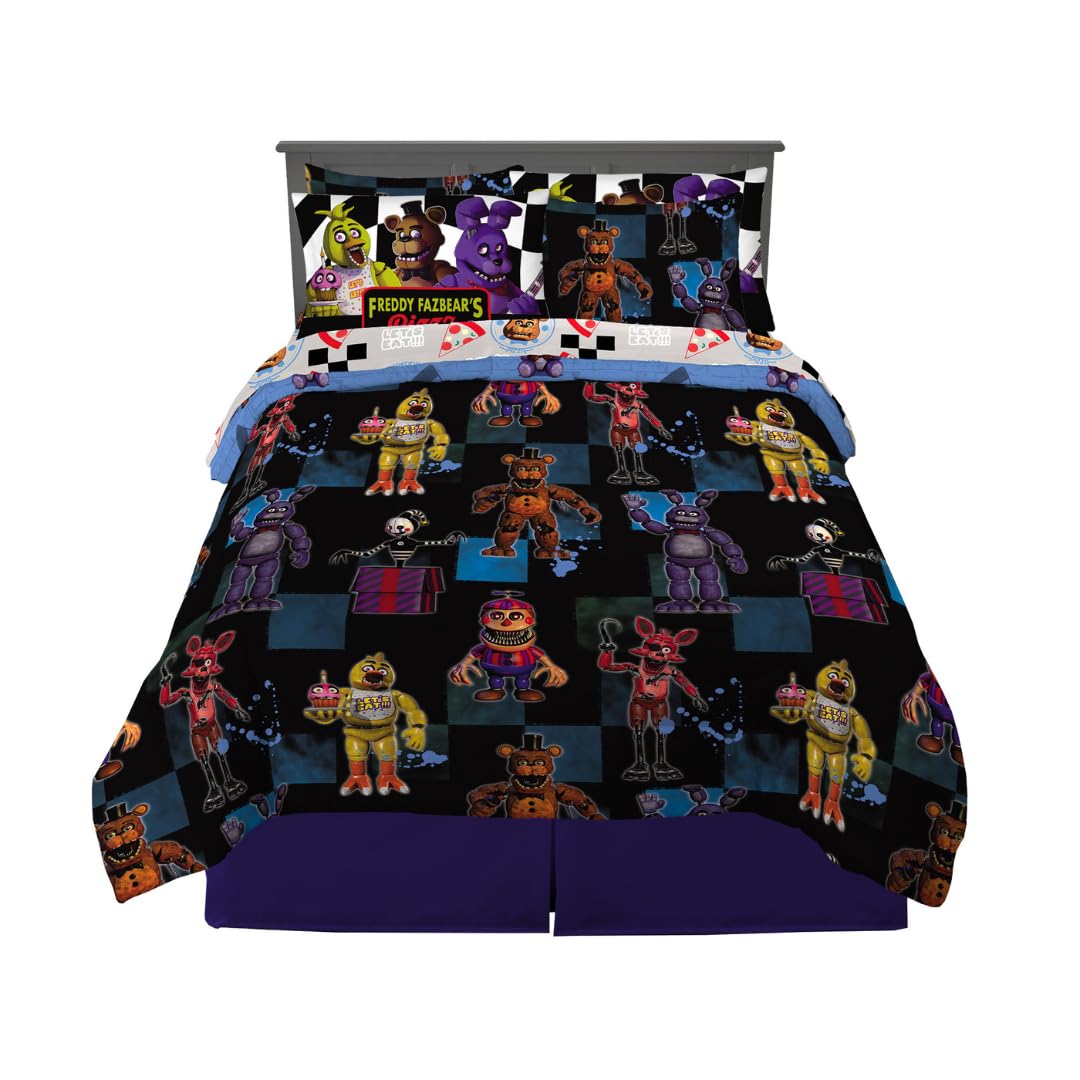 Franco Five Nights at Freddys Kids Bedding Super Soft & Cozy Comforter and Sheet Set with Sham, 7 Piece Queen Size, (Officially