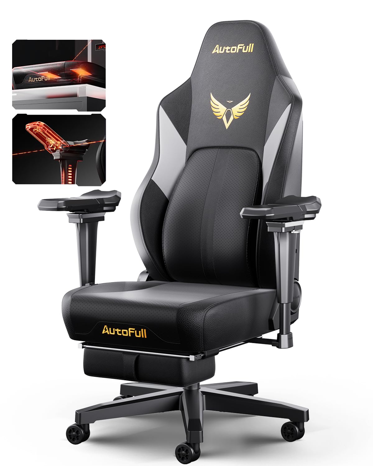 AutoFull M6 Gaming Chair, Ergonomic Office Chair with Ventilated Heating, AUTO Dynamic Tracking Lumbar Support, 6D Adjustable Ar