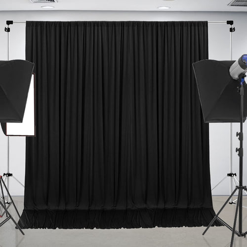 10 ft x 8 ft Wrinkle Free Black Backdrop Curtain Panels, Polyester Photography Backdrop Drapes, Wedding Party Home Decoration Su