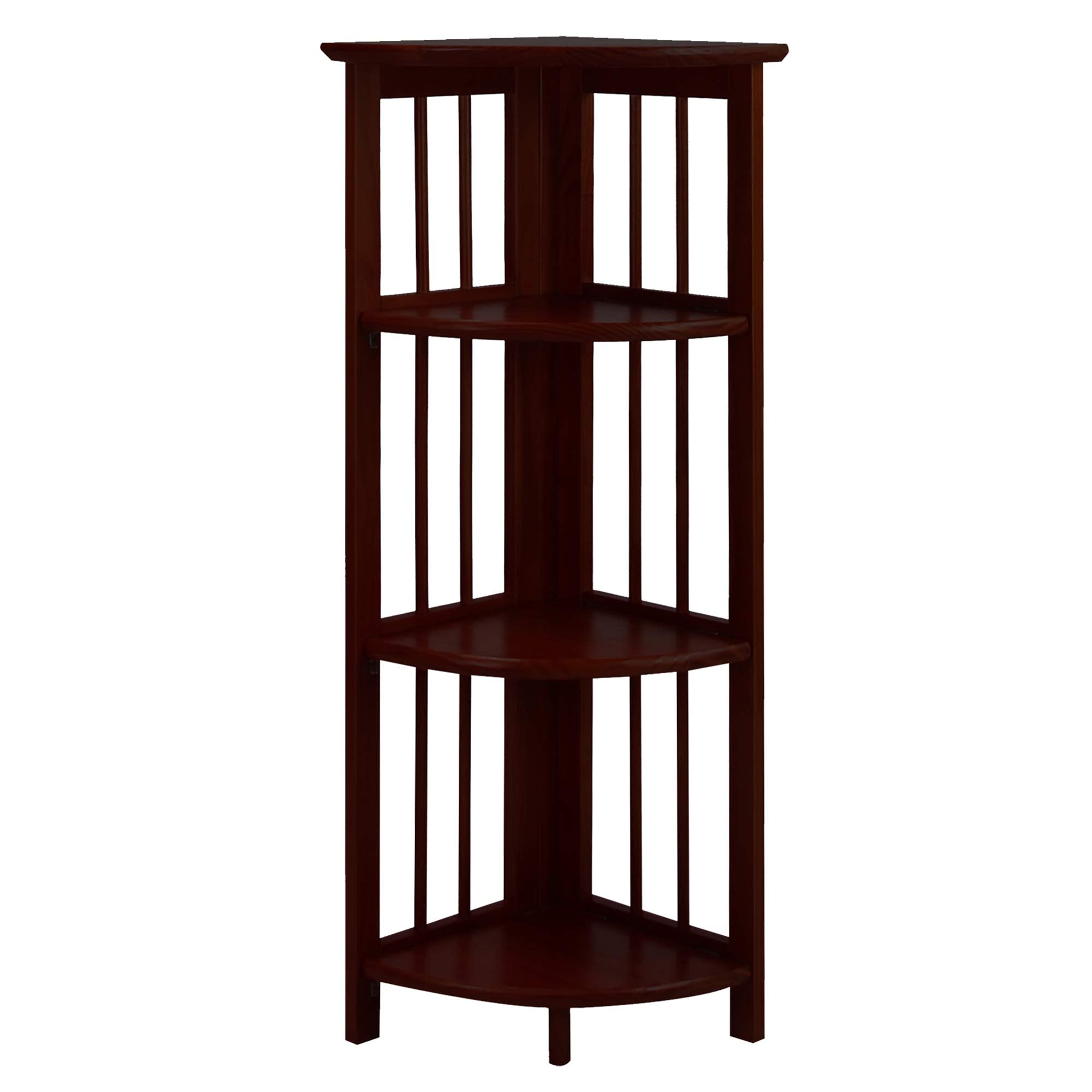 Casual Home Mission 4-Shelf Folding Solid Wood Corner Bookcase, Truffle Brown (New)