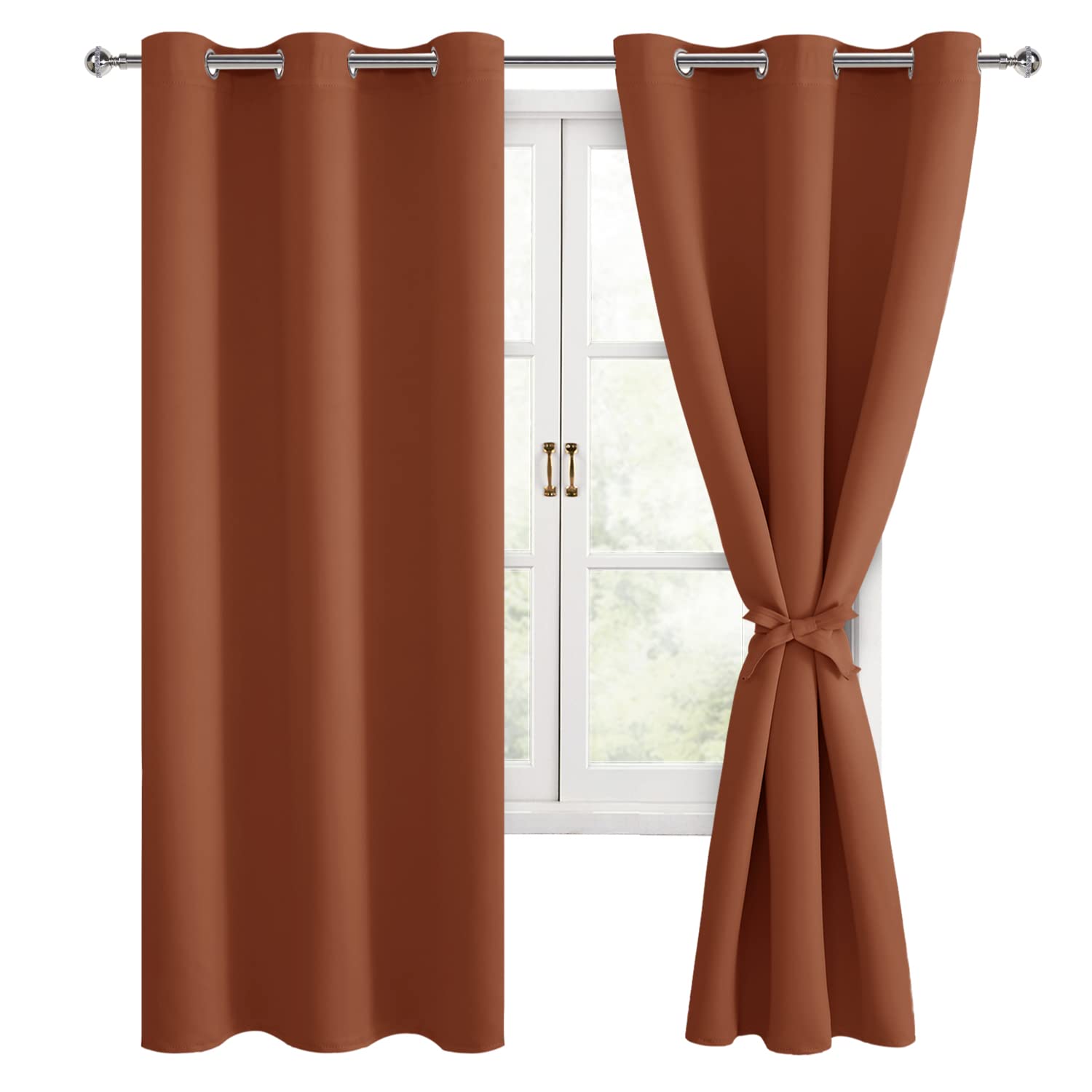 Hiasan Fall Blackout Curtains for Bedroom, 38 x 63 Inches Length - Thermal Insulated & Light Blocking Window Curtains for Living