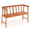 Tangkula Outdoor Eucalyptus Wood Bench, 2-Person Garden Bench with Backrest and Armrests, Garden Bench with Slatted Seat for Por