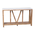 Flash Furniture Charlotte Farmhouse 2-Tier Console Table - Warm Oak Finish Engineered Wood Frame - Marble Finish Tabletop - For 