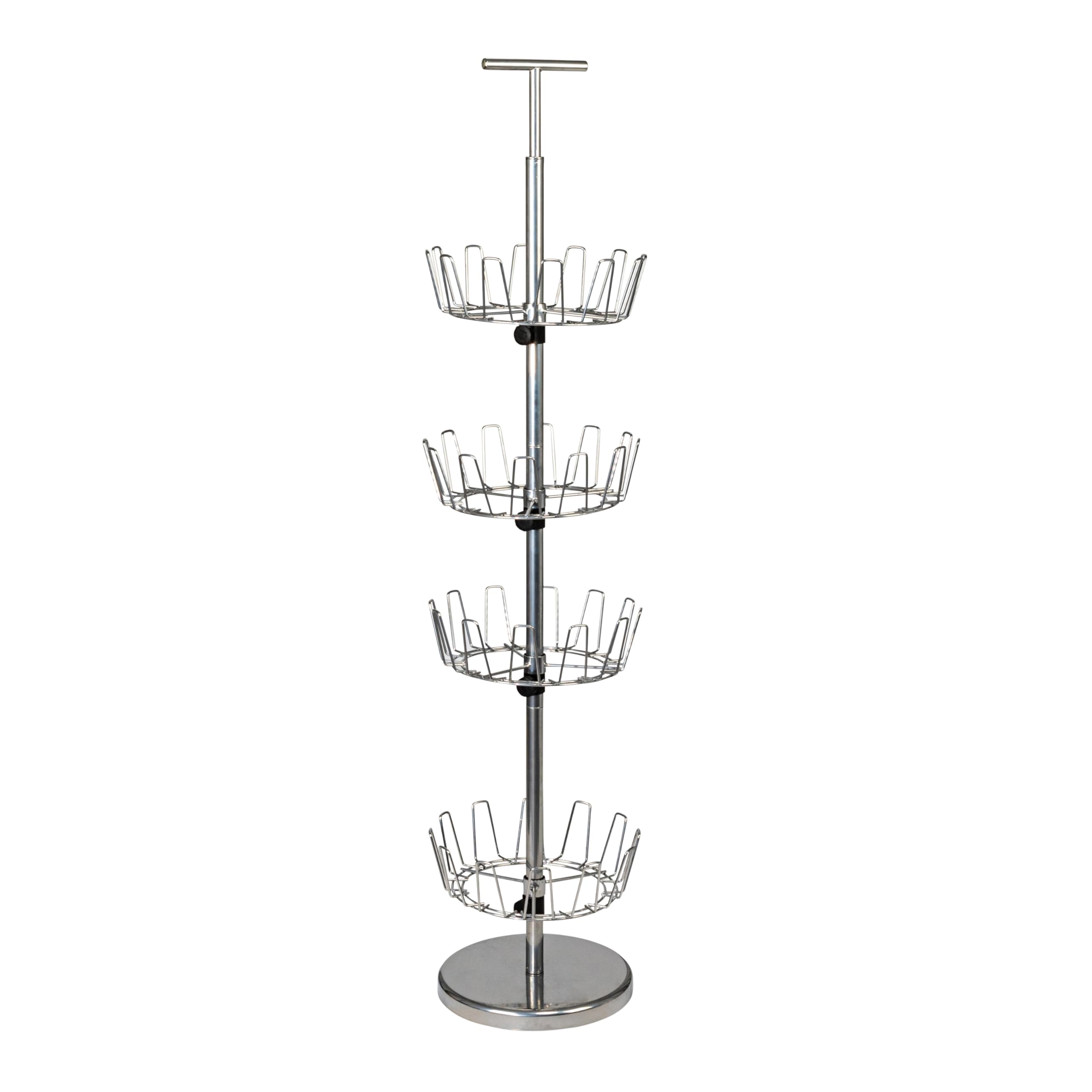 Household Essentials 4-Tier Revolving Shoe Tree, Heavy-Duty Steel with Stabilized Base, Holds 24 Pairs of Shoes, Great for Most 