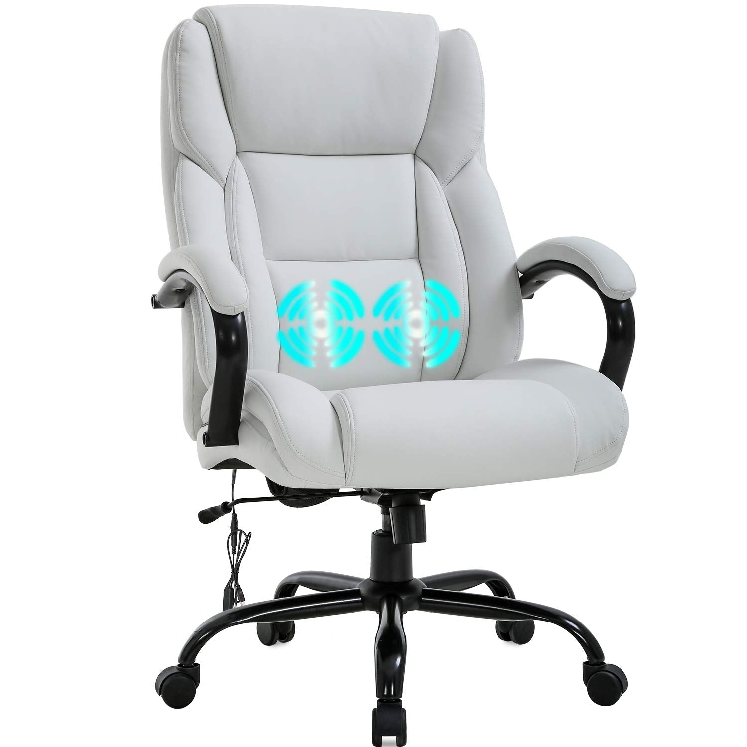 Office chair Desk chair computer chair with Lumbar Support Headrest Armrest Swivel Rolling PU Leather Task Big and Tall 500lb Wi