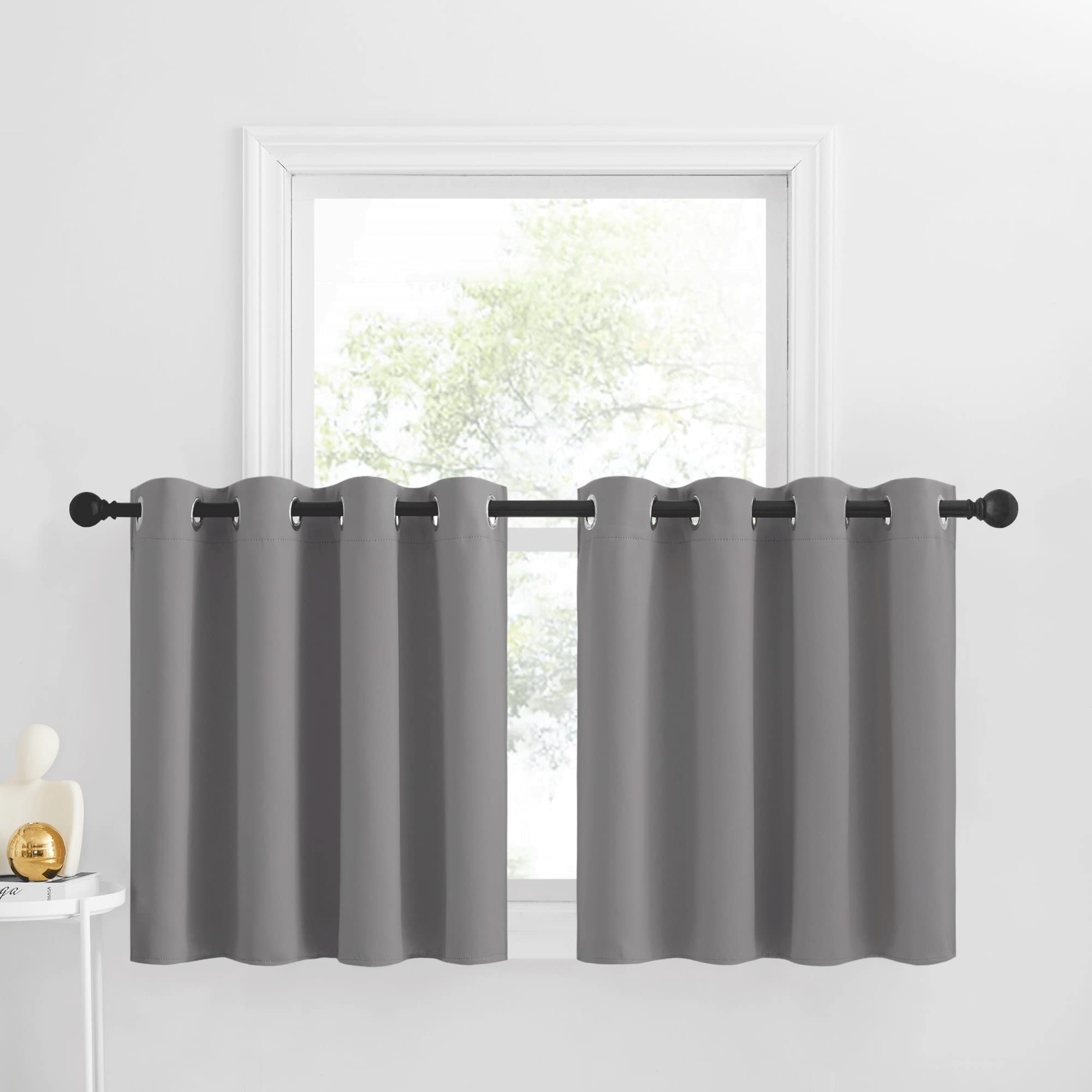 NICETOWN Kitchen Window Curtains Over Sink, 30 inch Long for Small Window Curtains Short Drapes, Half Window Tiers for Bathroom 