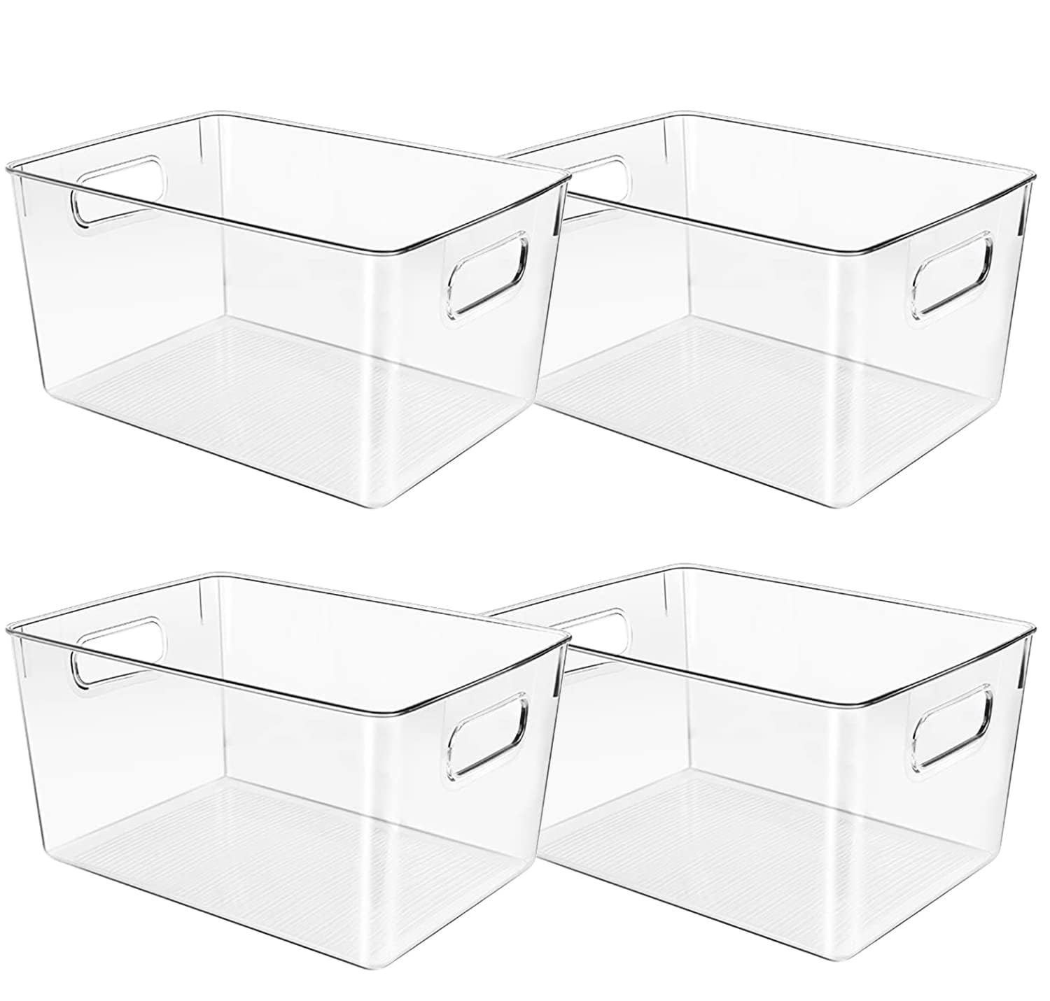 Clear Plastic Storage Bins, Pantry Organizers and Storage or Kitchen Organization and Storage Containers Bins for Organizing, Fr