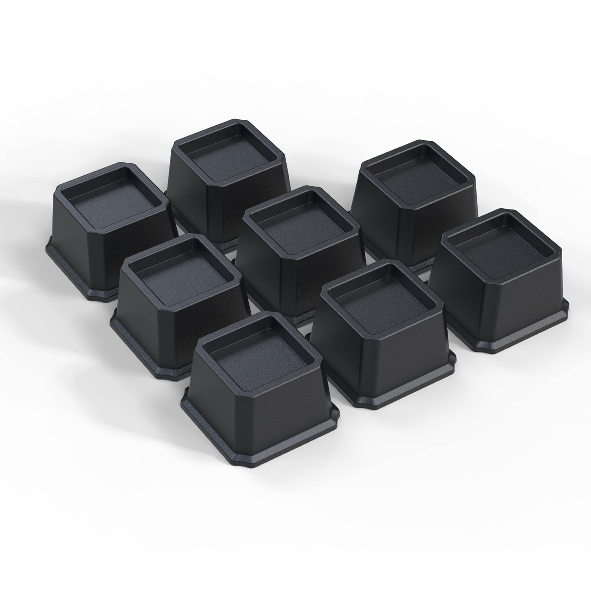 Ahasolid Bed Risers 2 Inch Heavy Duty, Furniture Risers for Bed Frame, Couch, Desk, Chair, Lifts Up to 1,500 lb, Set of 8, Black