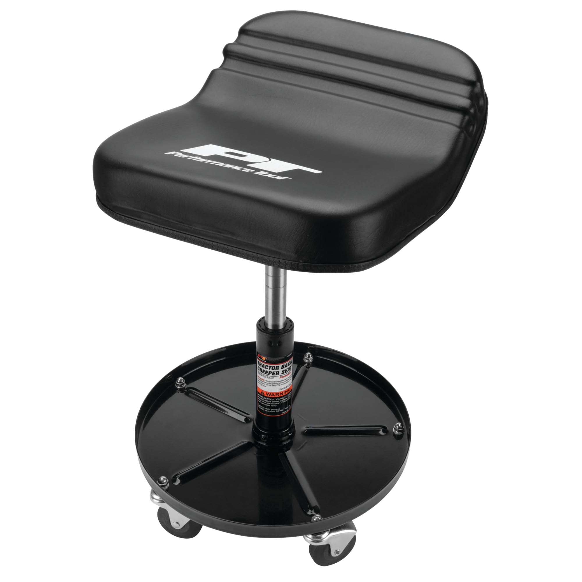Performance Tool W85020 Tractor Creeper Rolling Work Seat with Storage Tray for Mechanic Garages and Workshops, Black, 24-inch H