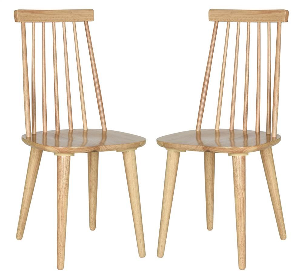 Safavieh American Homes Collection Burris Country Farmhouse Natural Spindle Side Chair, Wood (Set of 2)