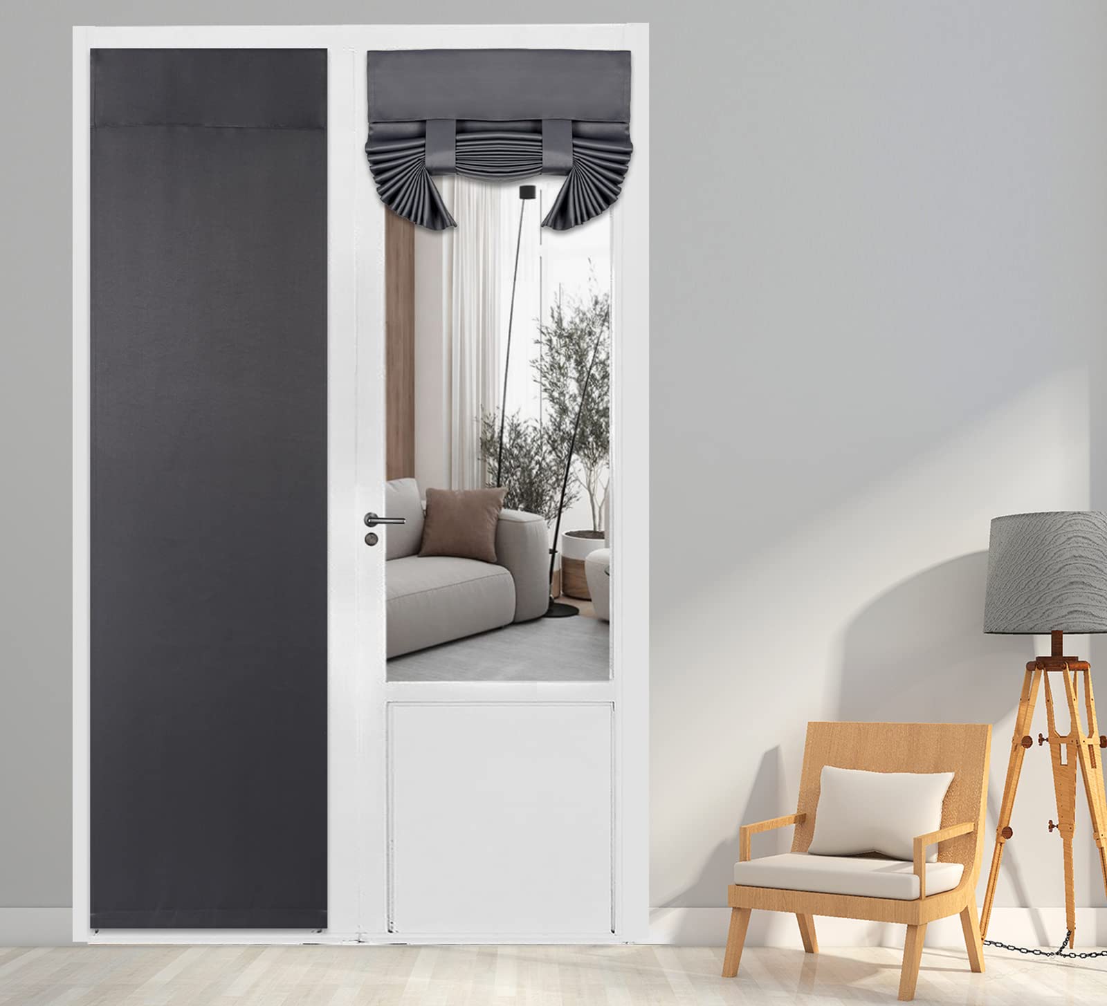 PI Blackout French Door Curtain,Door Window Shade Privacy Thermal Insulated Long Door Curtain for Glass Door/Sliding Door/Tie up