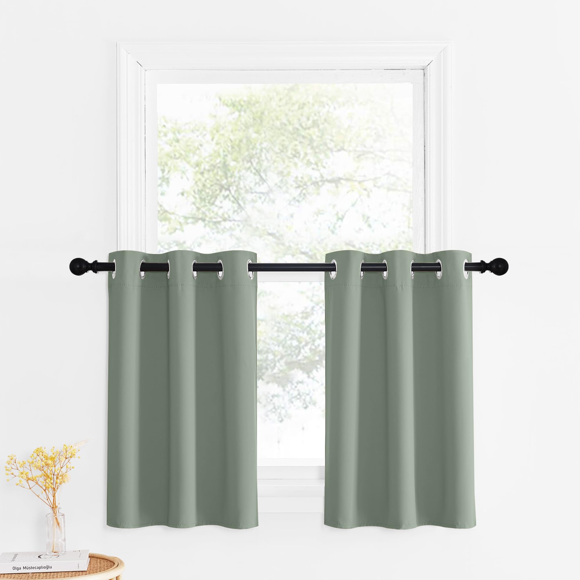 NICETOWN Children Nursery Short Curtain Panels 30 inch Long, Room Darkening Window Covering for Bedroom Energy Saving Thermal In