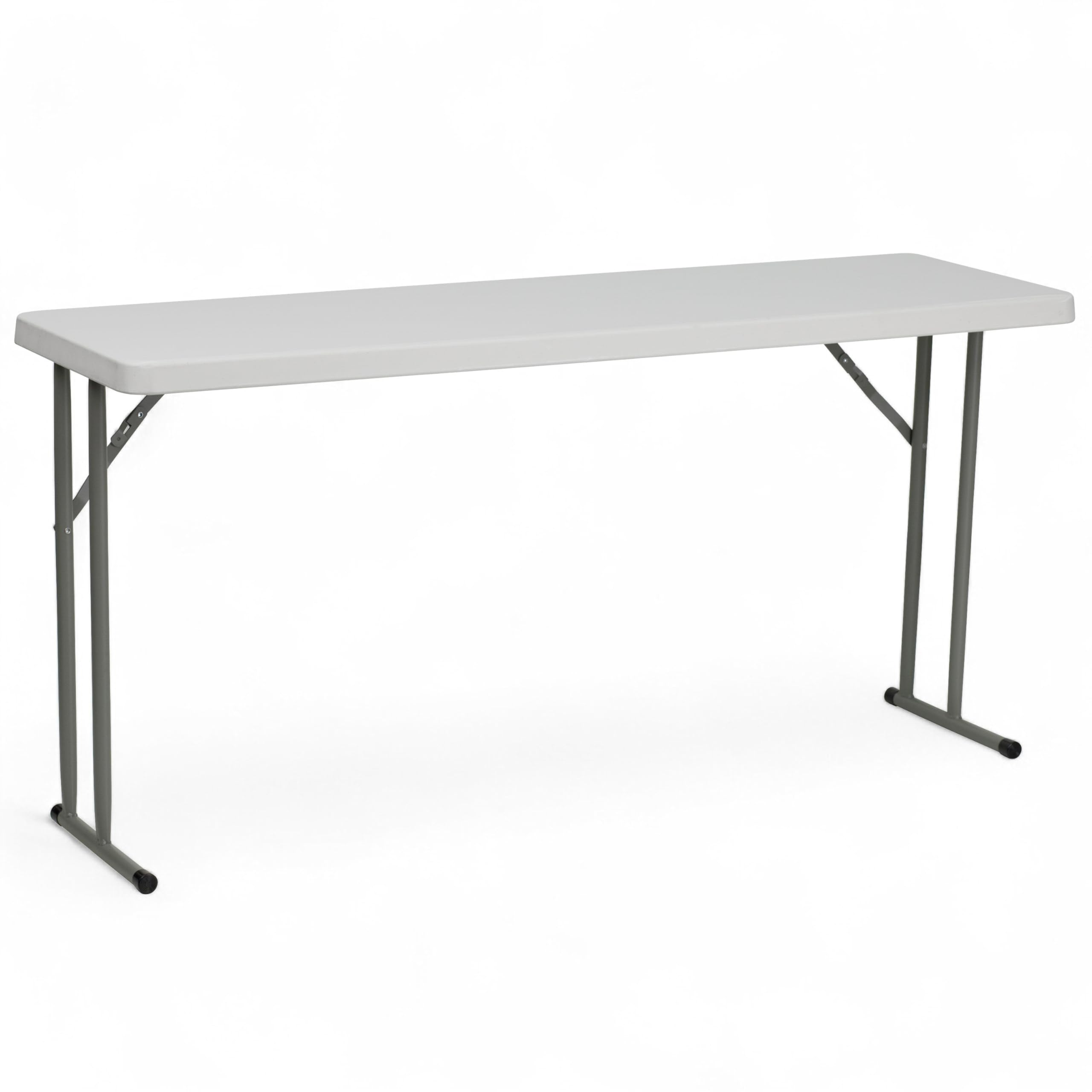 Flash Furniture Kathryn 5 Rectangular Plastic Folding Table, Long Plastic Foldable Table for Indoor/Outdoor Events, White