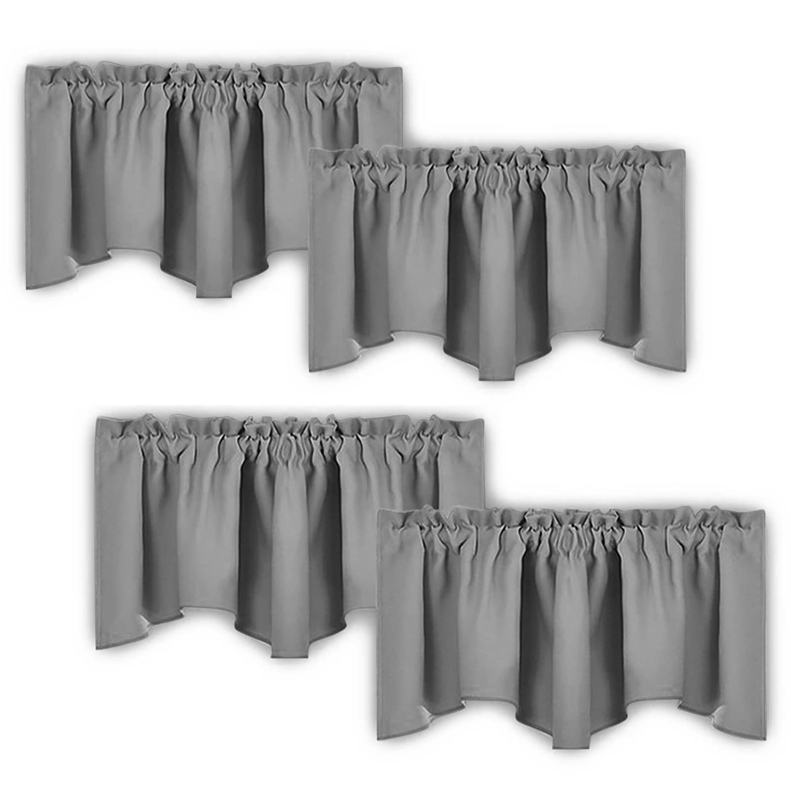 NICETOWN 4 Panles Blackout Curtain Valances for Kitchen/Bathroom/Laundry - Farmhouse Privacy Window Valances for Living Rod Pock