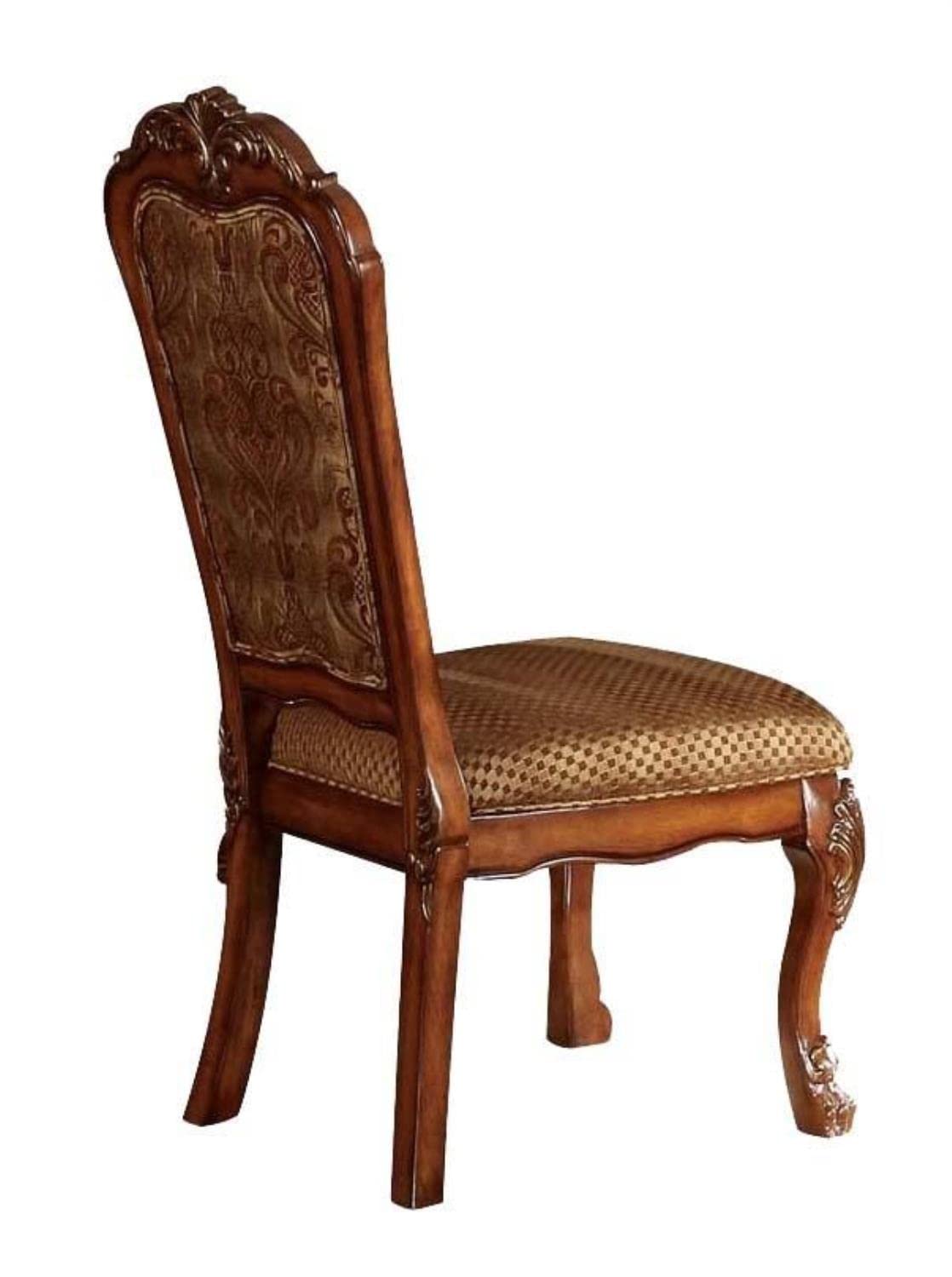 Acme Dresden Side Chair in Fabric and Cherry Oak (Set of 2)