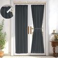 Vatge Gray French Door Curtain - Thermal Insulated Rod Pocket Blackout Door Curtains Privacy Side Door Window Curtains with Tieb