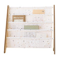 3 Sprouts Recycled Fabric Kids Bookshelf - 4-Tier Sling Book Rack Storage - Kids Room Book Shelves, Nursery, Playroom, Classroom