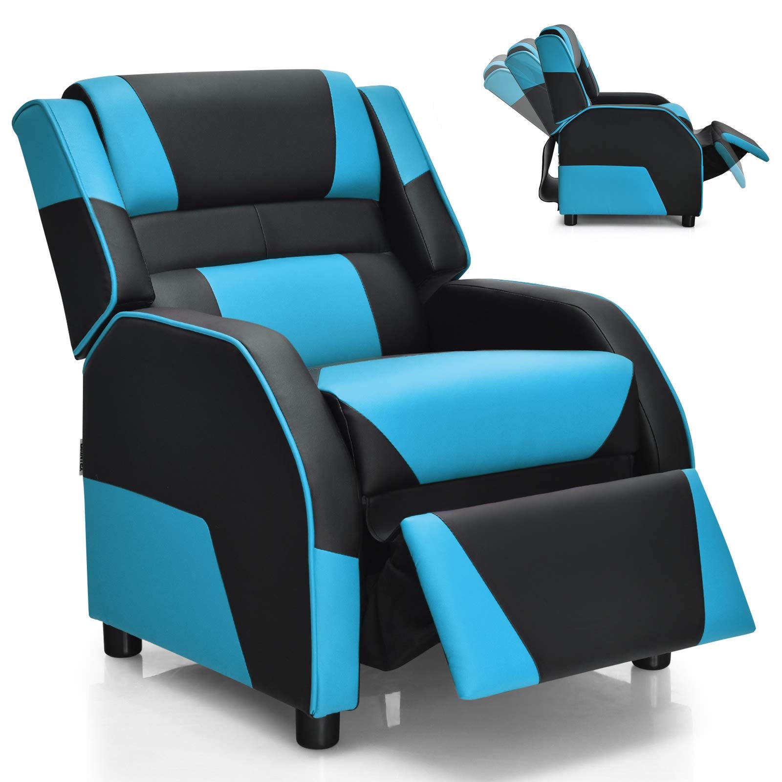 Giantex Kids Recliner, Gaming Recliner Chair with Footrest, Headrest & Lumbar Support, Ergonomic Leather Lounge Chair Toddler Fu