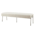 New Pacific Direct Merritt Velvet Fabric Pleated Benches, Dulce Sand
