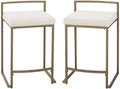 Crosley Furniture Harlowe Upholstered Seat Counter Height Bar Stools Set of 2, Kitchen and Dining, Crme and Gold