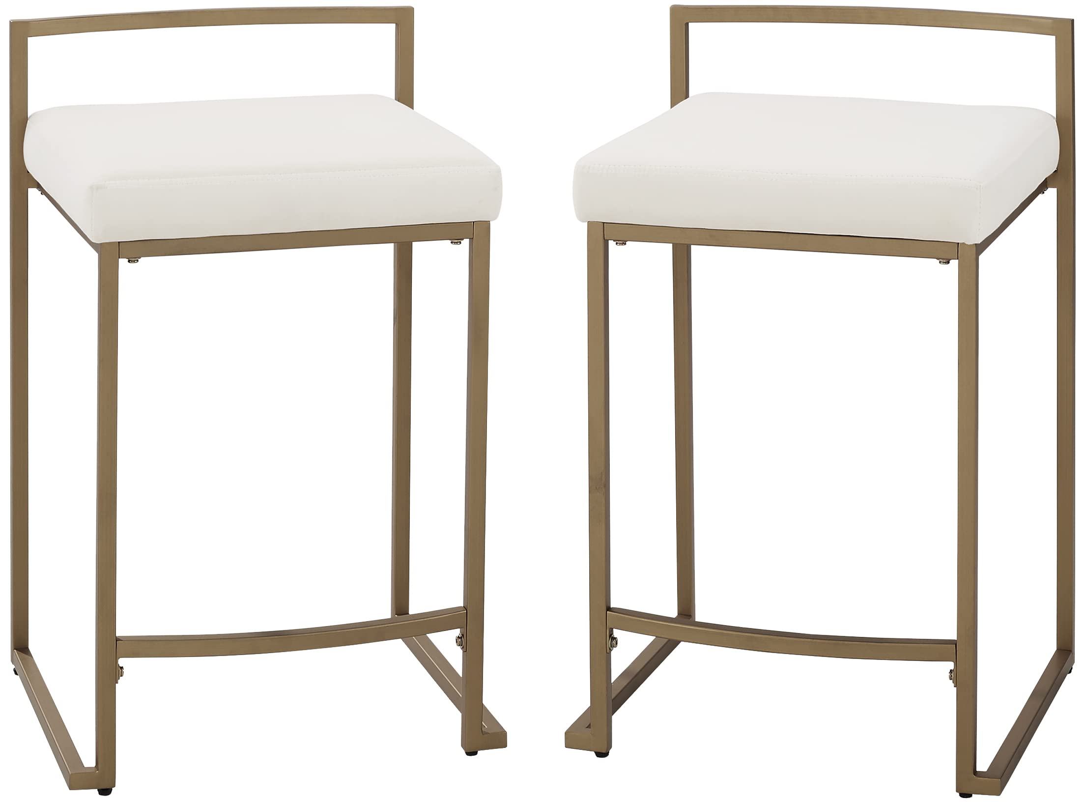 Crosley Furniture Harlowe Upholstered Seat Counter Height Bar Stools Set of 2, Kitchen and Dining, Crme and Gold