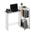 Furinno Abbott Corner Computer Desk with Bookshelf, White Oak/Chrome