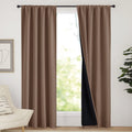 NICETOWN Warm Curtains for Winter, 100% Blackout Curtains Thermal, Noise Reduction and Privacy Curtains for Patio Door, Black Li