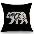 SSOIU Black Background Mama Bear Cotton Linen Throw Pillow Case Cushion Cover Home Office Decorative Square 18 Inches Without Pi