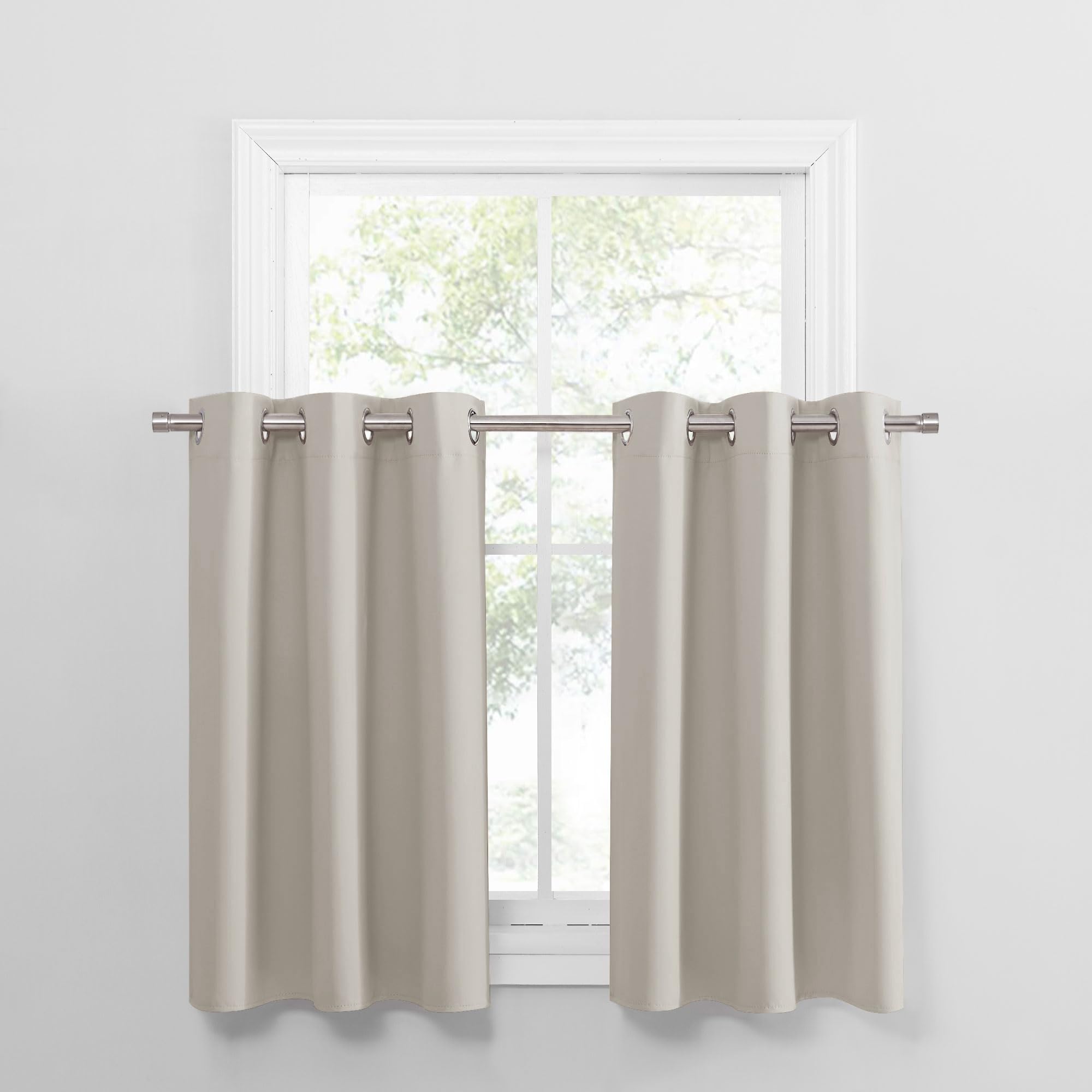 PONY DANCE Cream RV Curtains for Camper Windows - Soft Thermal Insulated Small Window Curtain Tiers for Cafe Kitchen Bedroom Bas