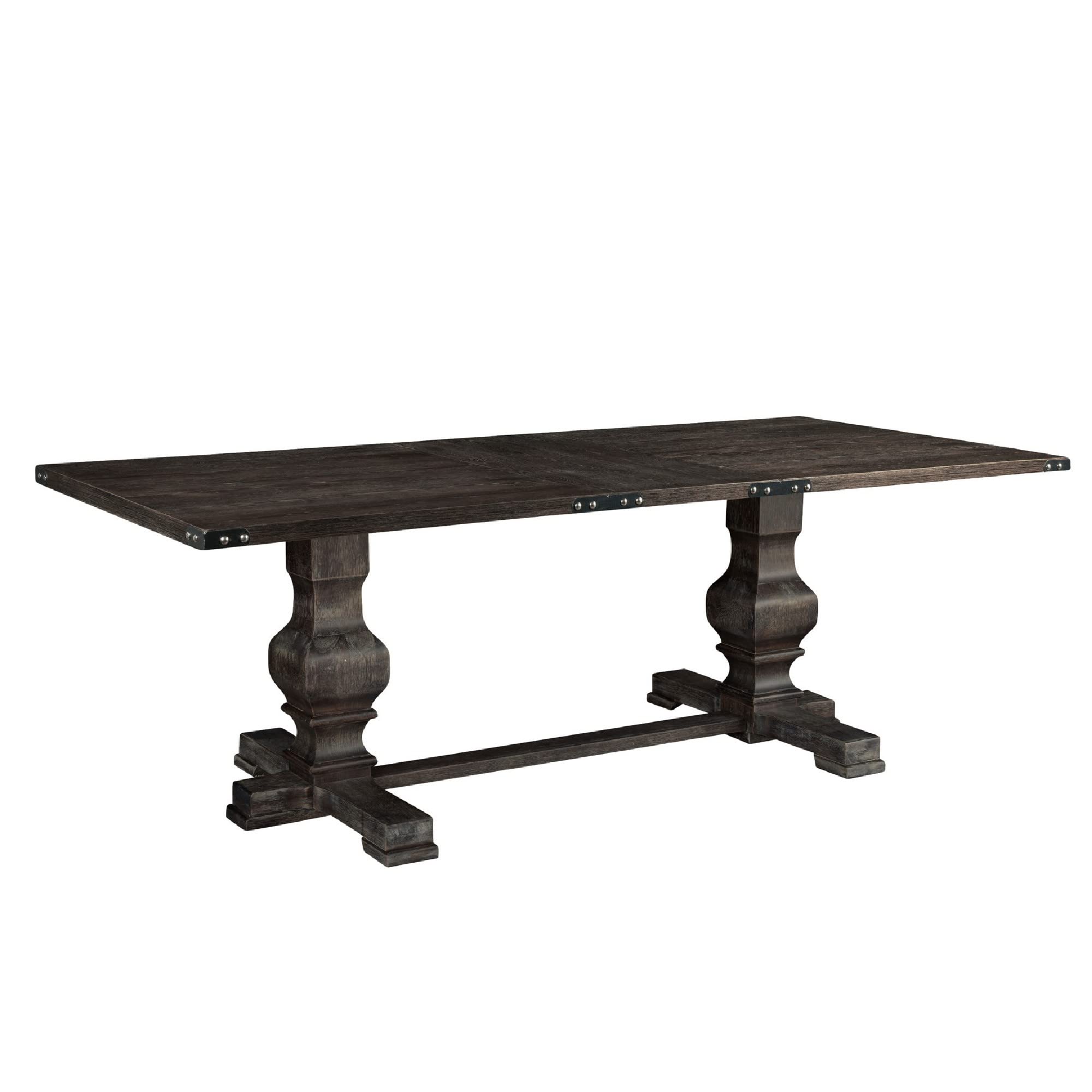 Benjara Tyler 88 Inch Classic Rectangular Dining Table, Rubberwood, Gray