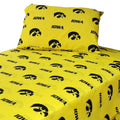 College Covers Everything Comfy Iowa Hawkeyes King Sized 4 Piece Sheet Set, Team Color Background, 1 Flat Sheet, 1 Fitted Sheet,