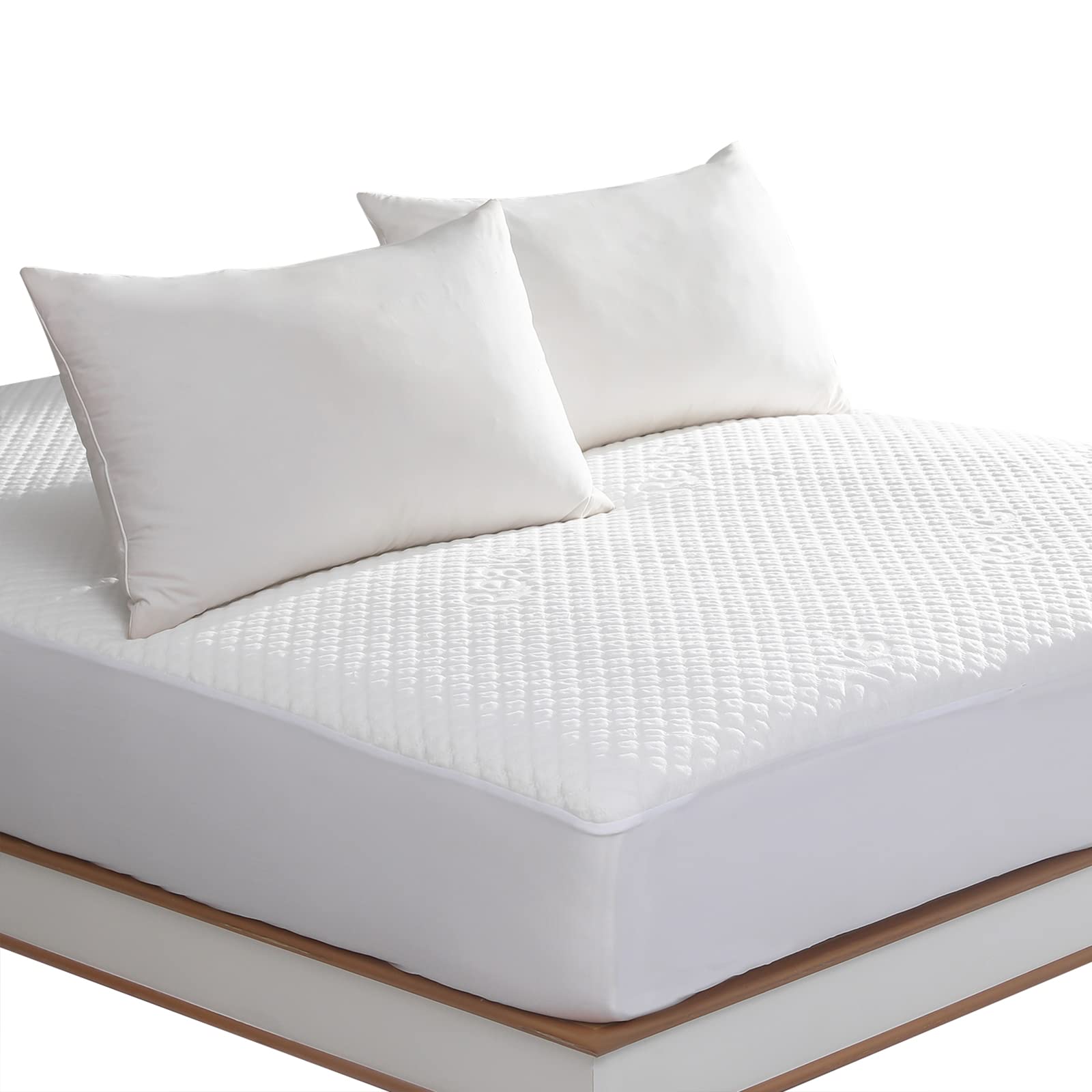 Queen Size Waterproof Mattress Protector Rayon from Bamboo Fitted Mattress Pad Cover with Deep Pocket Up to 18