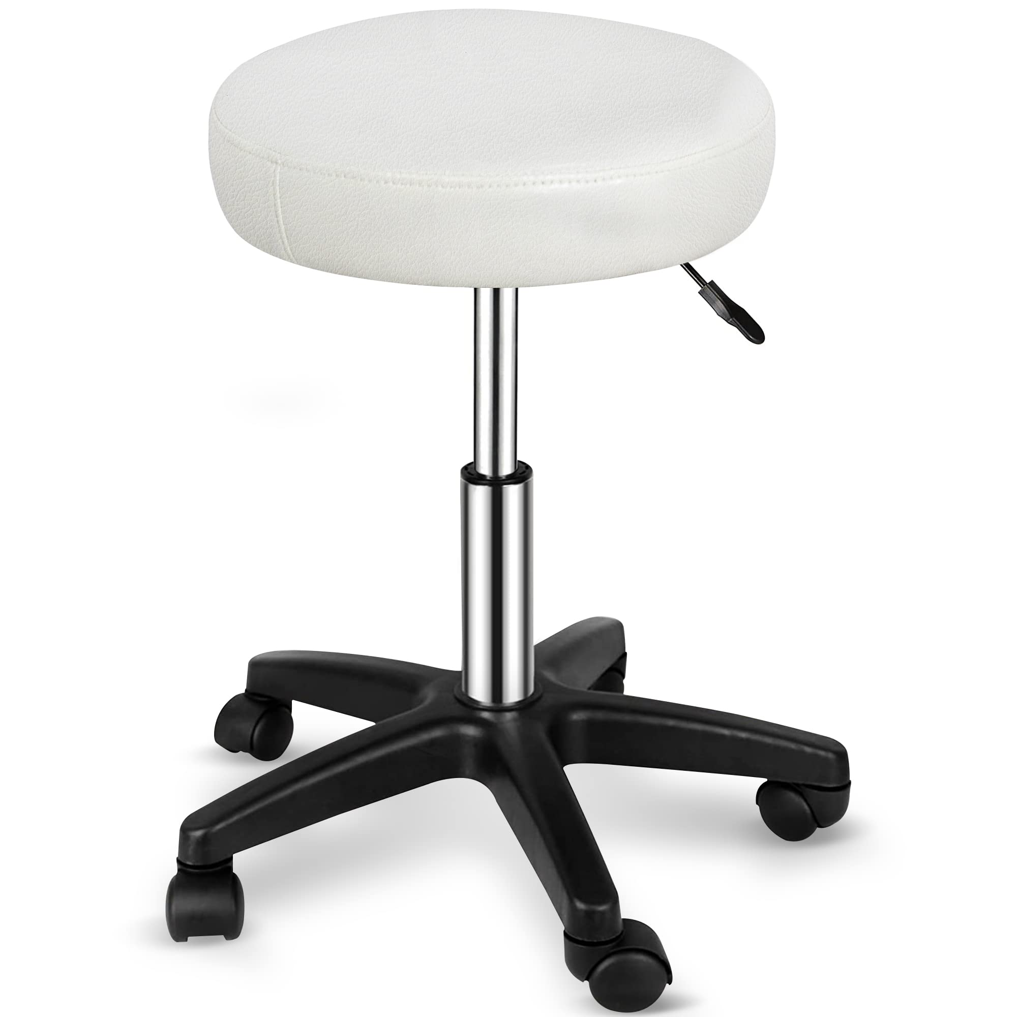 Nova Microdermabrasion Adjustable Hydraulic Rolling Swivel Salon Stool Chair Tattoo Massage Facial Spa Stool Chair Black (White)
