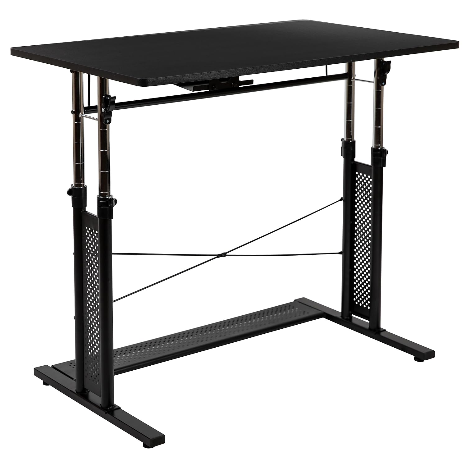 Flash Furniture Fairway Height Adjustable (27.25-35.75H) Sit to Stand Home Office Desk - Black