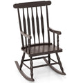 Giantex Outdoor Wood Rocking Chair - Patio Rocking Chair with Solid Rubber Wood Frame, Slat Back, Outside & Indoor Rocker for Ga