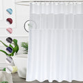 UFRIDAY Long White 72x78 inches Shower Curtain with Mesh Window, Washable Fabric Shower Curtain for Bathroom Sets,Weighted Botto