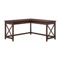 Bush Furniture Key West 60W Modern Farmhouse L Shaped Desk in Bing Cherry | 60-Inch Corner Table for Home Office
