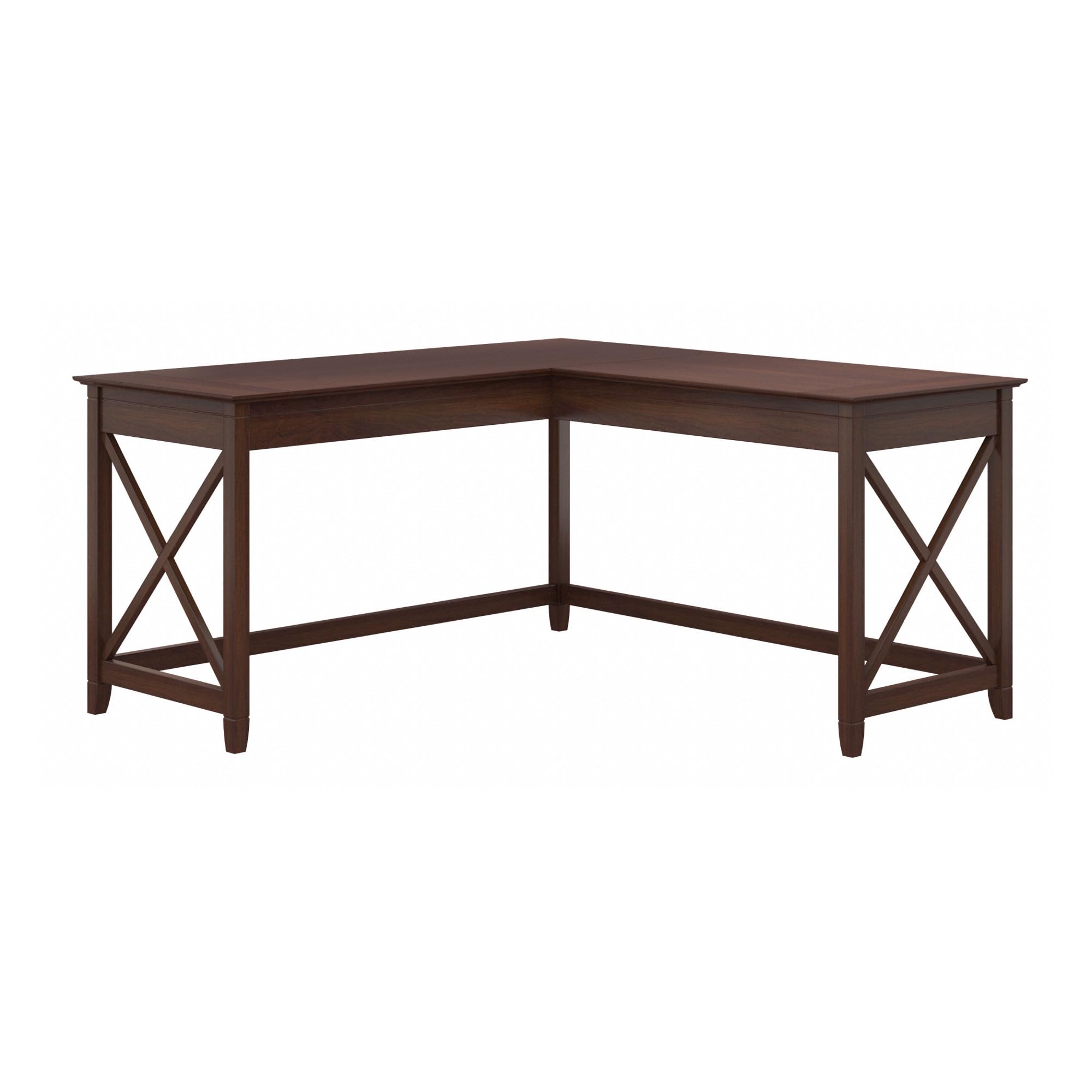 Bush Furniture Key West 60W Modern Farmhouse L Shaped Desk in Bing Cherry | 60-Inch Corner Table for Home Office
