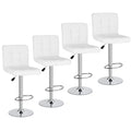 SUPER DEAL Bar Stools Set of 4 for Kitchen Island, Modern PU Leather Swivel Adjustable with Square Back Counter Height Swivel Ba