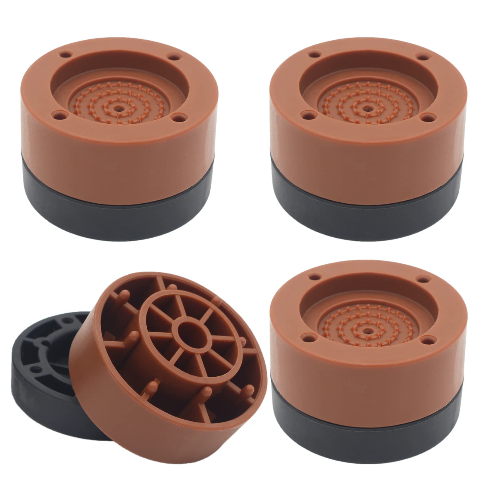 HANIHUA Brown Round Bed Furniture Risers (Set of 4) 1.3 inch, 2 inch, Adjustable Bed Lifts Risers for Bed Frame, Sofa, Chair, He