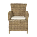 NovaSolo Wickerworks Rook Natural Grey Rattan Indoor Dining Chair With Cusion, Set Of 2