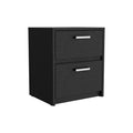 Tuhome Trivor 2 Drawers Nightstand, Metal Handles -Black