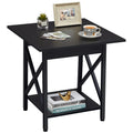 GreenForest End Table 24 inch Industrial Design Side Table with Storage Shelf for Living Room, Easy Assembly, Black