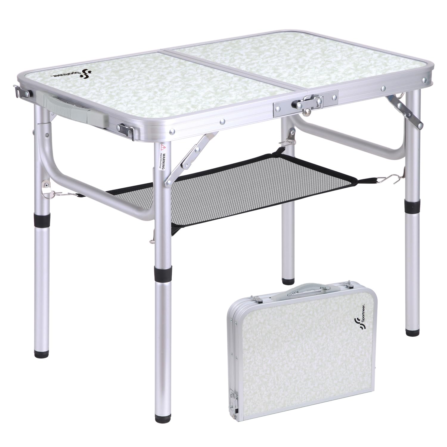 Sportneer Folding Camping Table, Adjustable Height Small Folding Table Portable Camp Tables (23.6 L x 15.7 W (2 Height)) with Me