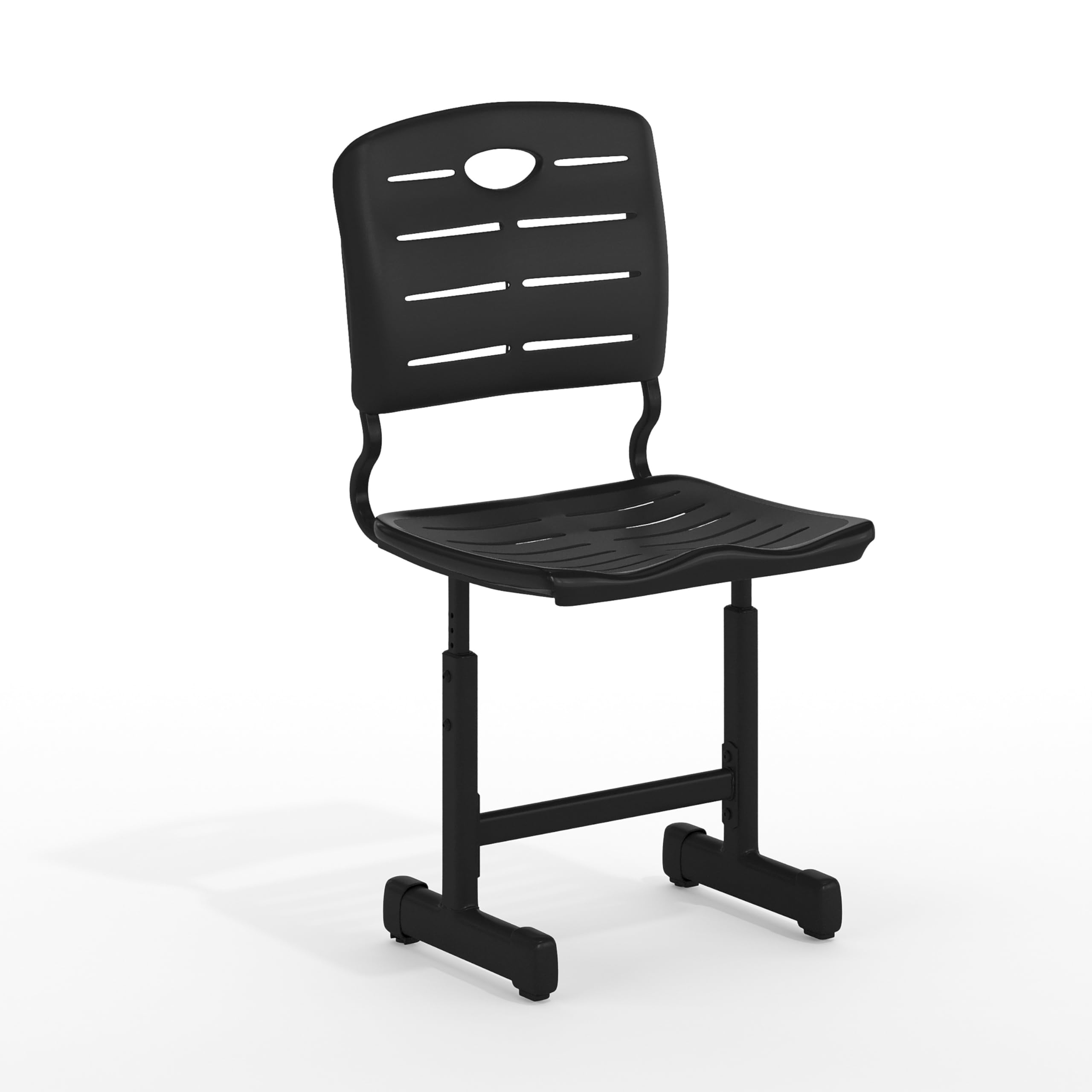Flash Furniture Nila Set of 6 Adjustable Height Black Student Chairs with Black Pedestal Frames
