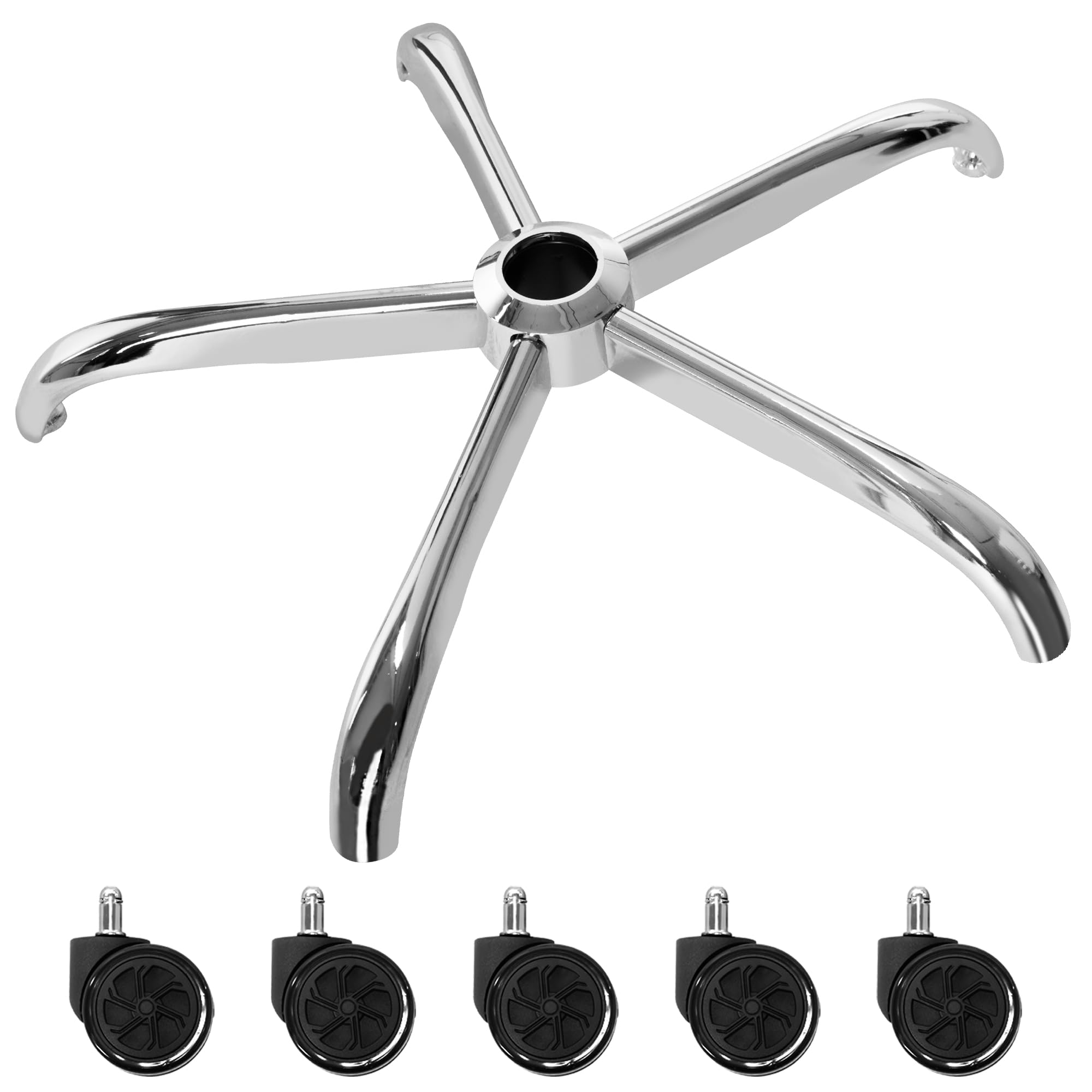 Frassie 28 Inch Office Chair Metal Base Replacement Heavy Duty 2500 Lbs Universal Desk Computer Chair Base Part with 5 Casters