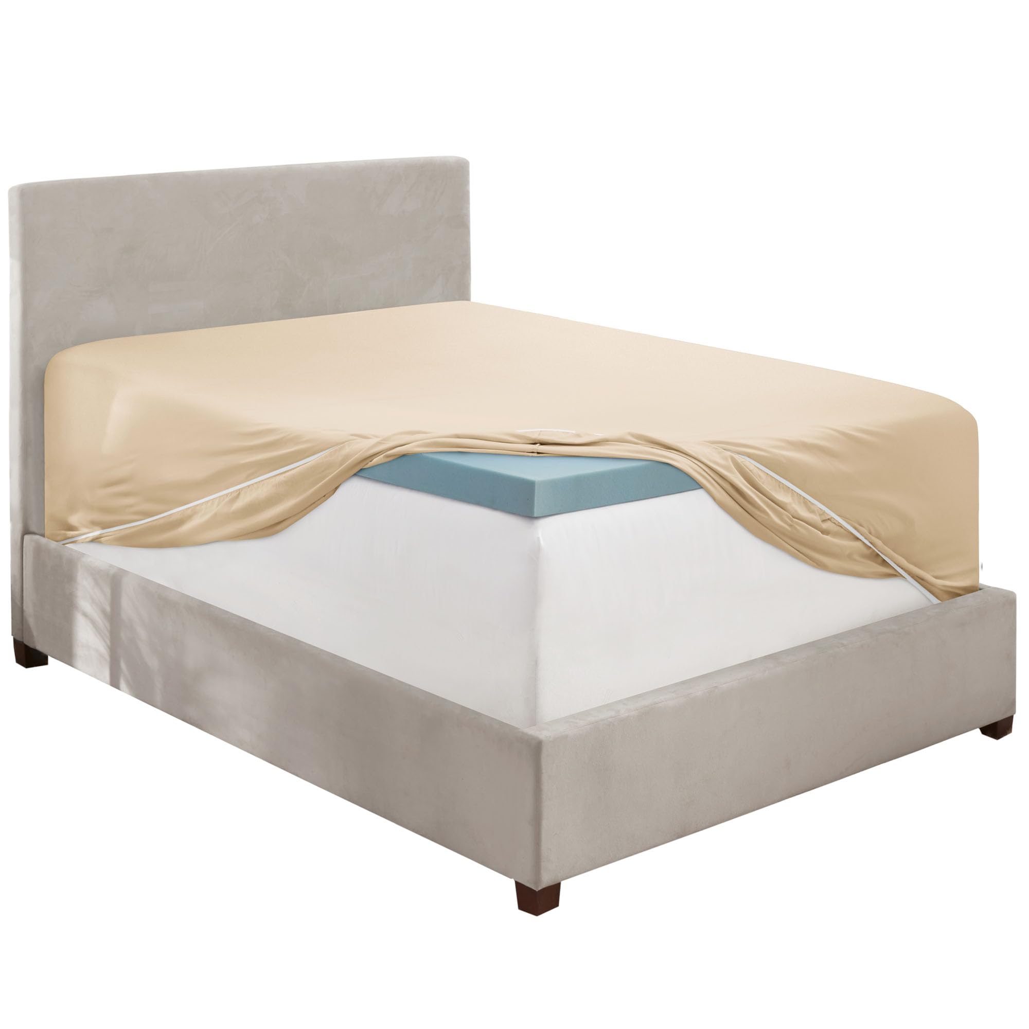 Hearth & Harbor Beige Twin XL Fitted Sheet Only, Extra Deep Pocket Fitted Bed Sheet, 1800 Microfiber XL Twin Fitted Sheet, Ultra