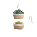 TeoKJ 3-Tier Cotton Rope Baskets with Button Strap Over the Door Wall Hanging Baskets for Nursery, Living Room, Bathroom, Door S