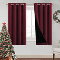 PrinceDeco 100% Blackout Curtains for Bedroom with Black Liner Full Blackout Noise Reducing Grommet Curtain Solid Thermal Insula